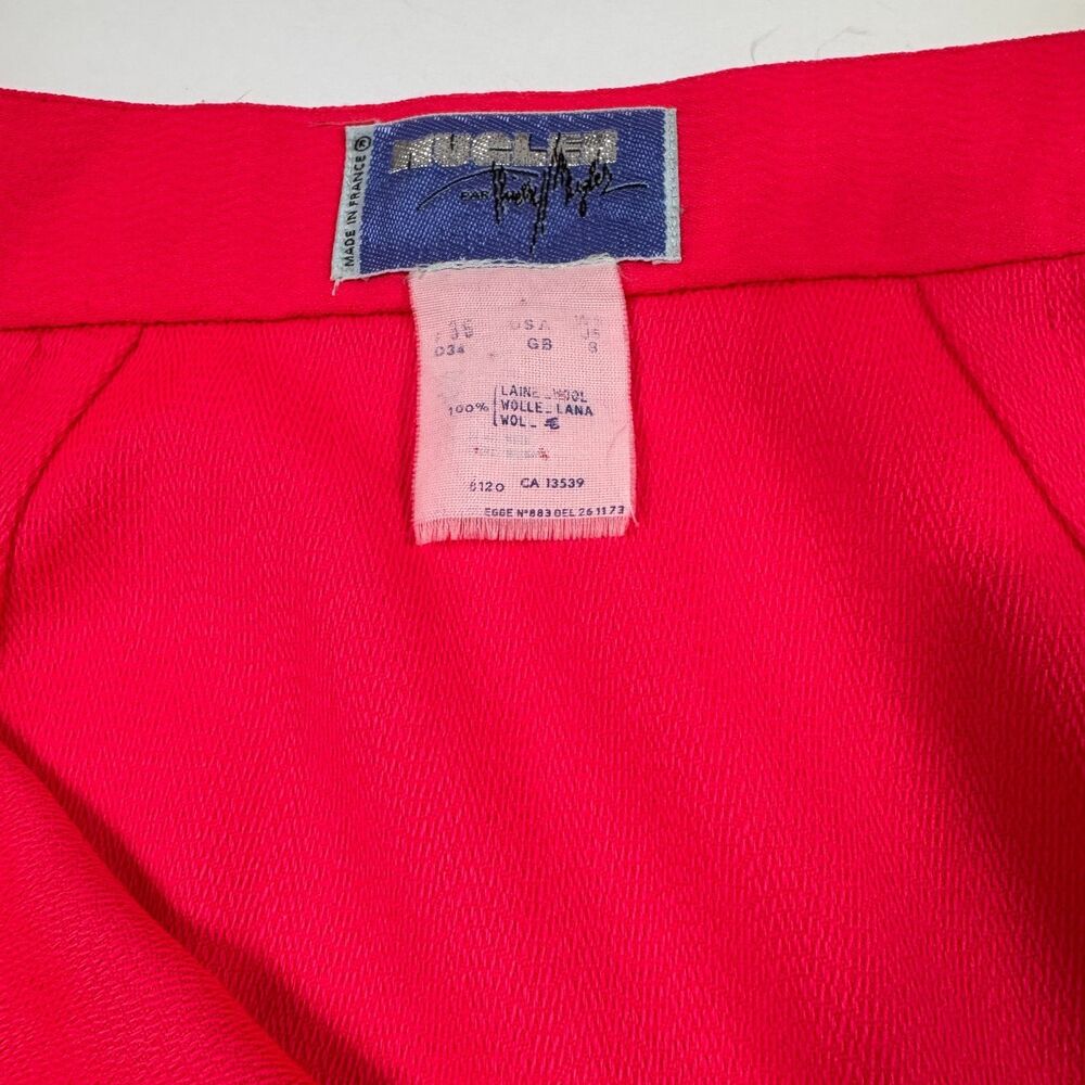 Thierry Mugler Hot Pink Pencil Skirt Womens 4 Vintage 90s French Couture Wool - Picture 4 of 10
